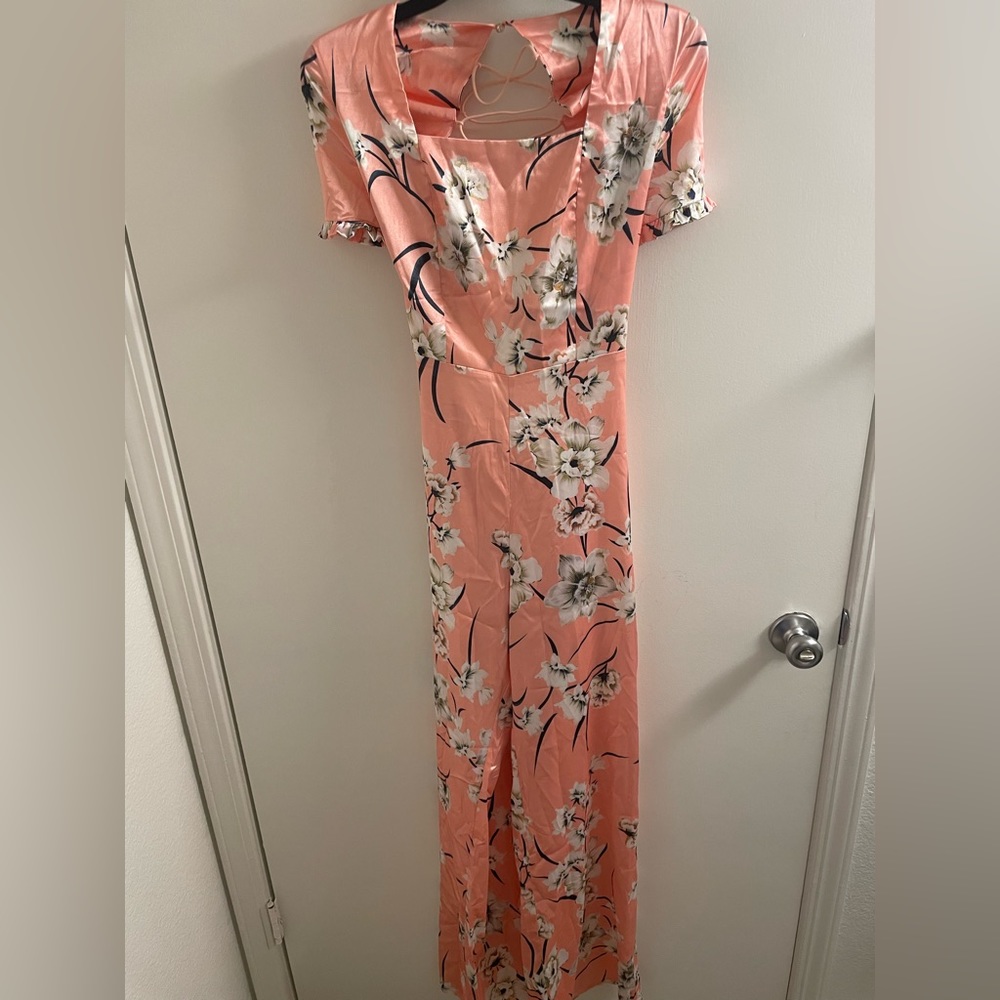 Floral satin jumpsuit